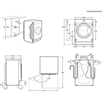 Lave linge séchant hublot encastrable AEG LWG88416BI