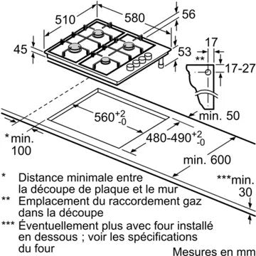 Table gaz BOSCH PBP6B2B80 Série 2 émail blanc