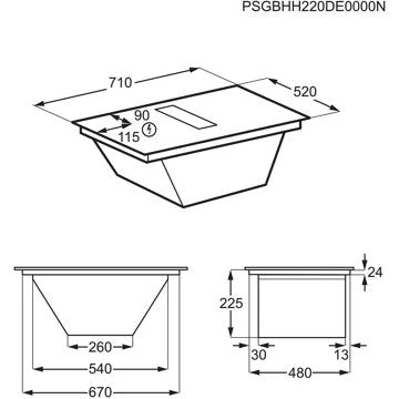 Table induction aspirante							ELECTROLUX				KCC73443 Bridge