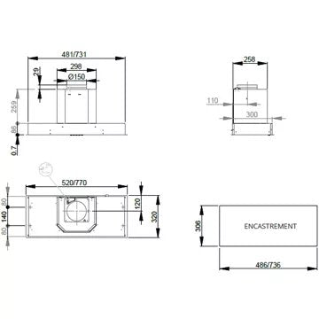 Hotte encastrable 							ROBLIN				INSPIRATION 770 INOX