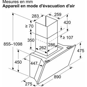 Hotte décorative murale inclinée							NEFF				D98IPT2S0 N90 Sensor Air Pur