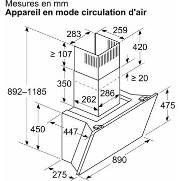 Hotte décorative murale inclinée							NEFF				D98IPT2S0 N90 Sensor Air Pur