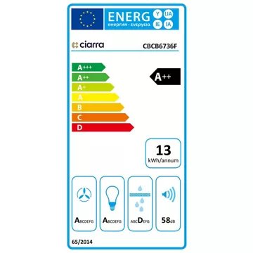 Hotte décorative murale inclinée							CIARRA				CD6736FB