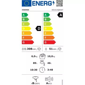 Lave linge séchant hublot HISENSE WD1014QRAWT AUTODOSE Reconditionné