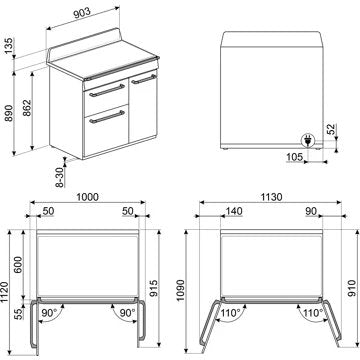 Piano de cuisson induction SMEG TR93IBL2