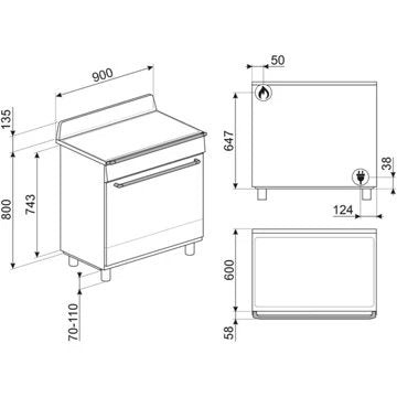 Piano de cuisson gaz SMEG TR90GPBL