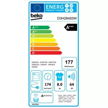 Sèche linge pompe à chaleur BEKO D3H28493W