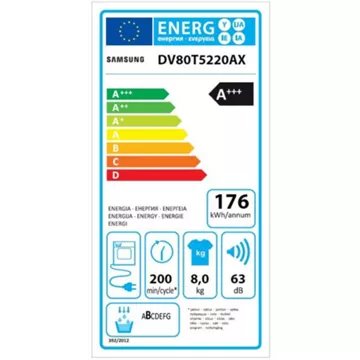 Sèche linge pompe à chaleur SAMSUNG DV80T5220AX AIRWASH