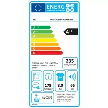Sèche linge pompe à chaleur AEG TR71A2G2CO