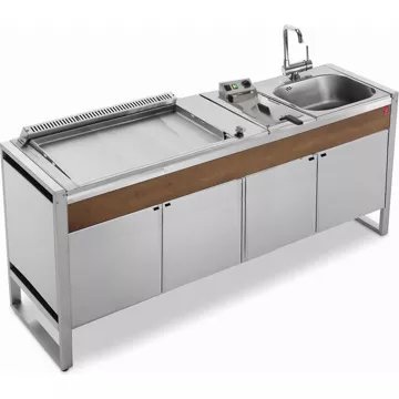 Plancha gaz PLANET Table205C+OASI80+Evier+Mitigeur+Friteuse