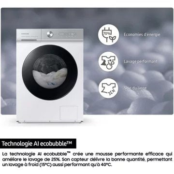 Lave linge hublot SAMSUNG WW90DG6U85LK Bespoke AI