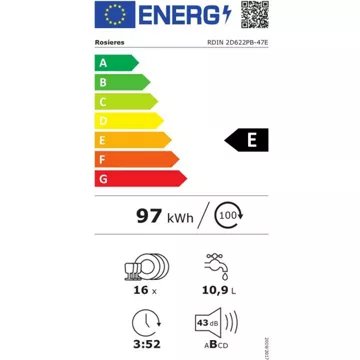 Lave vaisselle encastrable ROSIERES RDIN 2D622PB-47E 60 CM Reconditionné