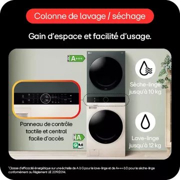 Lave linge séchant hublot 							LG				F214WT8GRBE Washtower