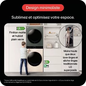 Lave linge séchant hublot 							LG				F214WT8GRBE Washtower