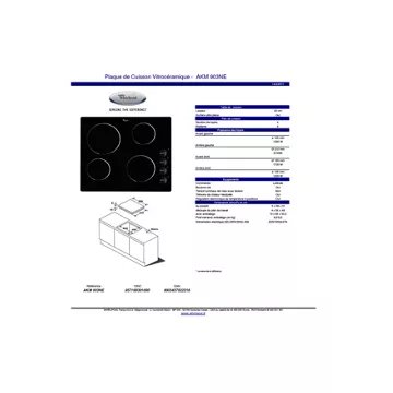 Table vitrocéramique							WHIRLPOOL				AKM903NE