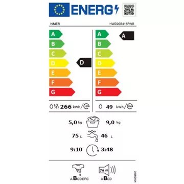 Lave linge séchant hublot  encastrable 							HAIER				HWD90B416FWB-FR